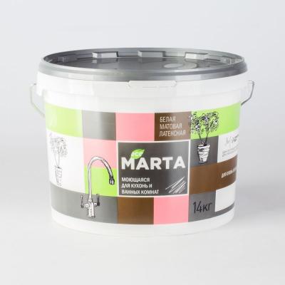 Краска для кухонь и ванных комнат MARTA ECO белая 14 кг